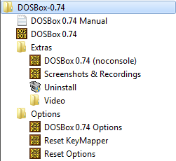DOSBox 0.74 Windows start menu